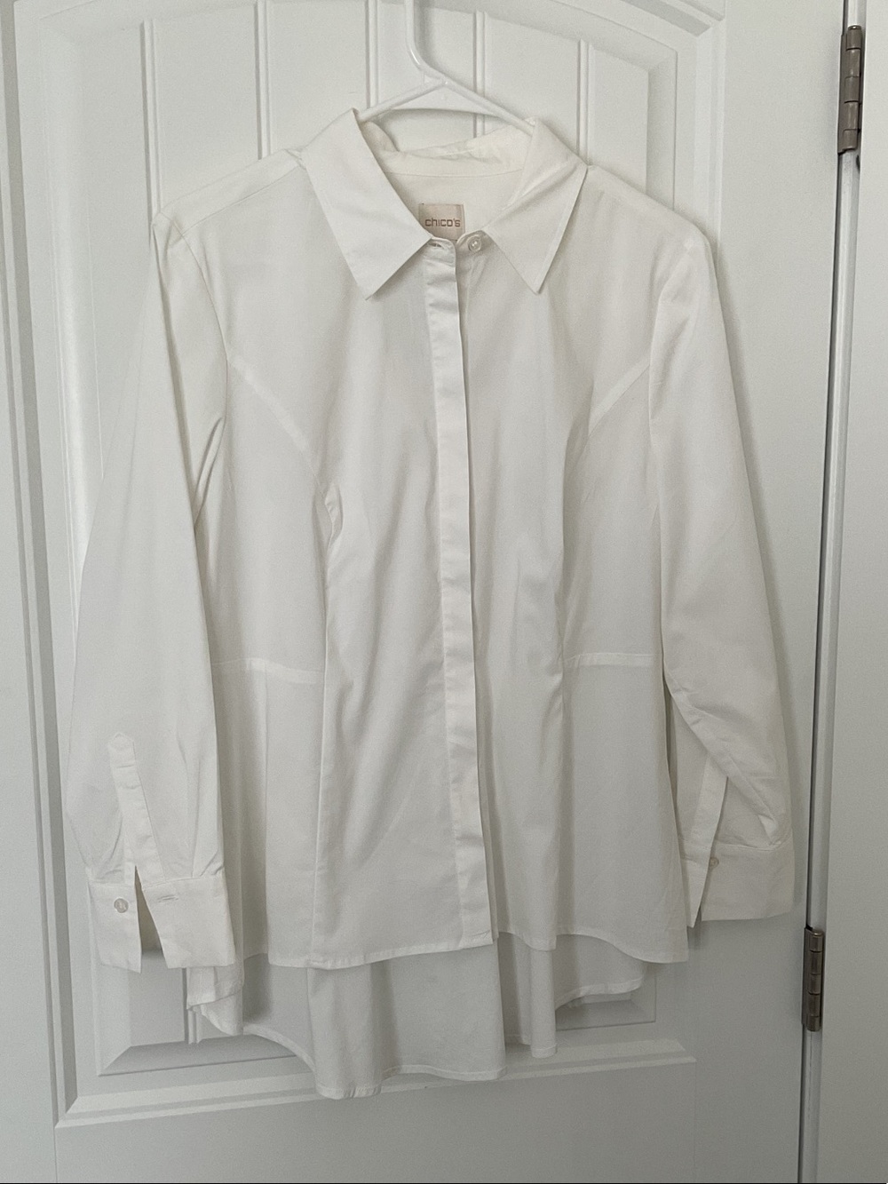 Chico's Crisp White Collared Button-Up Blouse